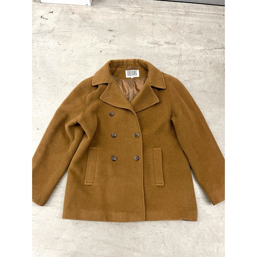 Vintage Bill Blass Signature Camel Clr Coat Double Breasted Size 14 Large Italy